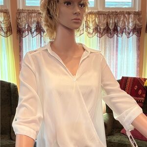 I.N. San Francisco White Wrap Blouse